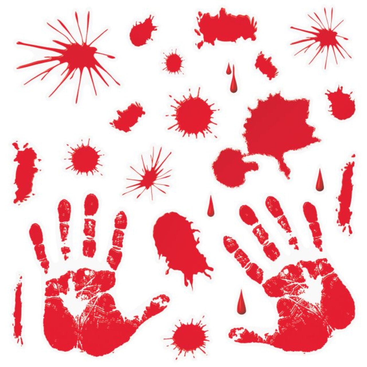 Beistle Bloody Hand Print Halloween Window Clings - Red - Pack of 12